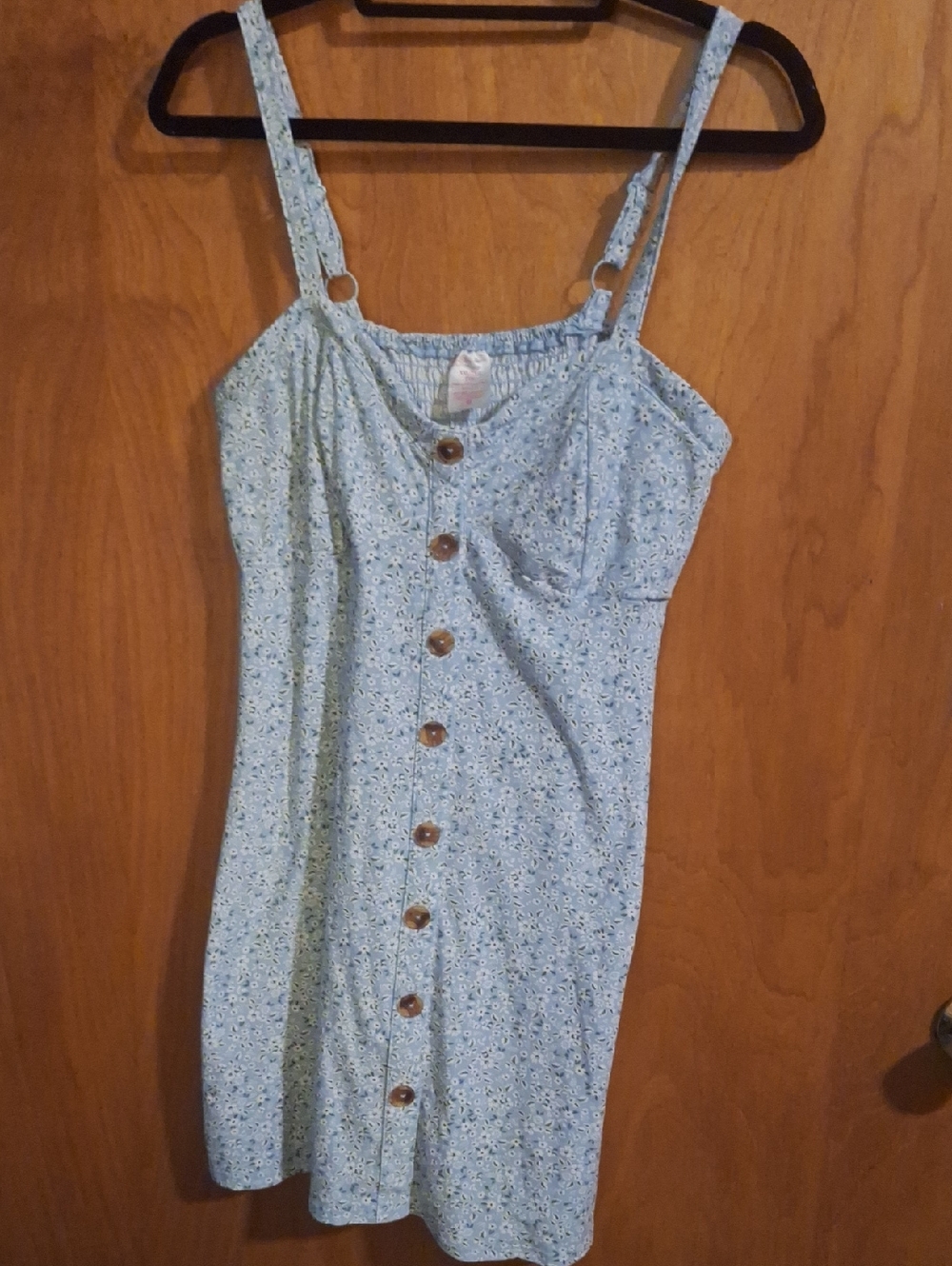 Light Blue Floral Button-Front Sundress Or Top